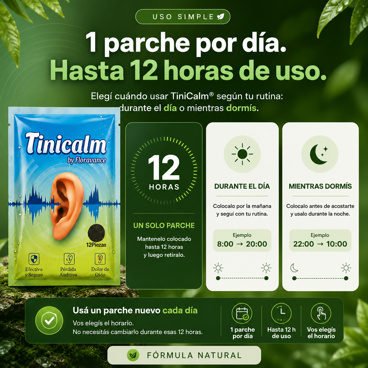 Parches Herbales para Zumbido de Oído pack 12 U-FLORAVANC™